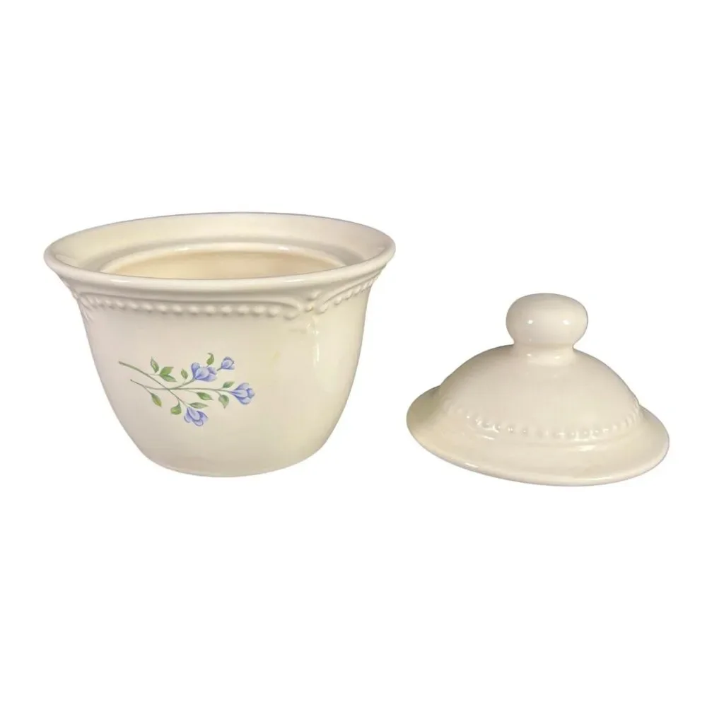 Vintage Pfaltzgraff Naturewood Sugar Bowl Stoneware Floral Garden Pattern